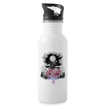mystical nature mountains spring tree trees - Water bottle with straw - white - Right