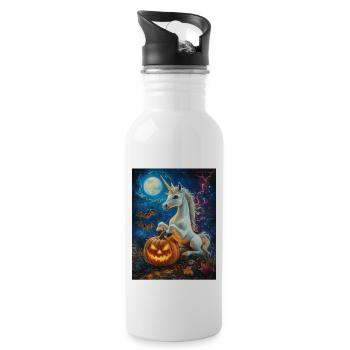 Cadeau d’Halloween Femmes Licorne Hommes Enfants - Gourde avec paille intégrée - blanc - Droite