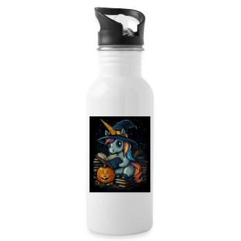Cadeau d’Halloween Femmes Licorne Hommes Enfants - Gourde avec paille intégrée - blanc - Droite