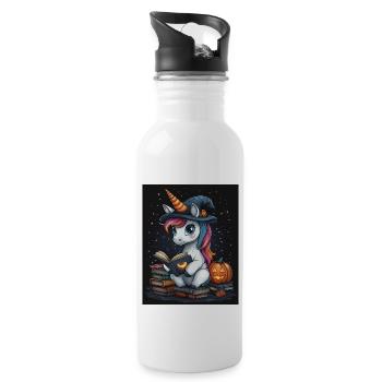Cadeau d’Halloween Femmes Licorne Hommes Enfants - Gourde avec paille intégrée - blanc - Droite
