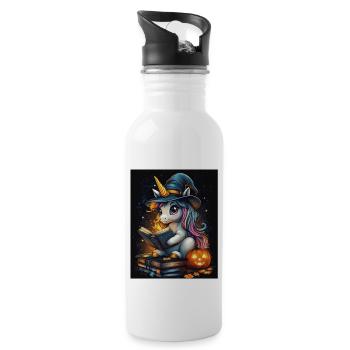 Cadeau d’Halloween Femmes Licorne Hommes Enfants - Gourde avec paille intégrée - blanc - Droite