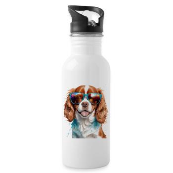 Cavalier King Charles Spaniel Sunglasses Dog - Water bottle with straw - white - Right