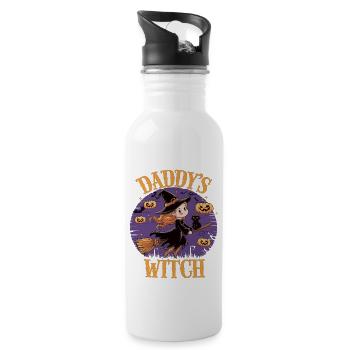 La petite sorcière de papa de la sorcière d’Halloween - Gourde avec paille intégrée - blanc - Droite