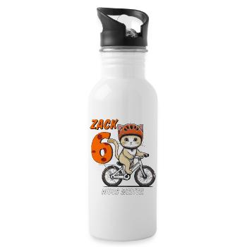 KATZE FAHRRAD MUSS WEITER ZACK SECHS - Trinkflasche mit integriertem Trinkhalm - Weiß - Rechts