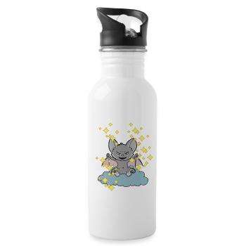 Fledermaus Fledermäuse Kinder Kind Halloween - Trinkflasche mit integriertem Trinkhalm - Weiß - Rechts