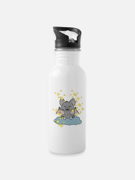 Fledermaus Fledermäuse Kinder Kind Halloween - Trinkflasche mit integriertem Trinkhalm - Weiß