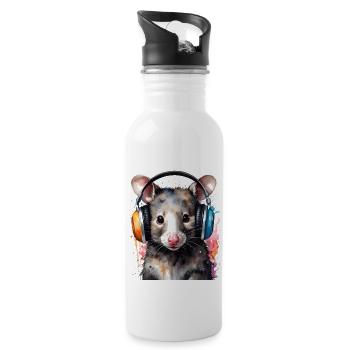 Casque Opossum Imprimé de design animal coloré - Gourde avec paille intégrée - blanc - Droite