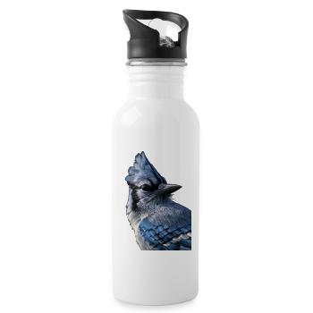 Blue jay - Water bottle with straw - white - Right