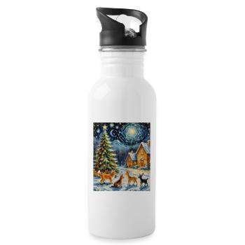 Verzauberte Winternacht Enchanted Winter Night - Trinkflasche mit integriertem Trinkhalm - Weiß - Rechts