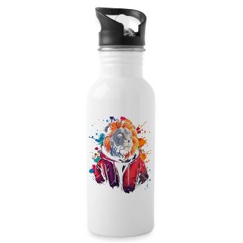 Hip Hop Lion Vintage Urban Streetwear - Water bottle with straw - white - Right