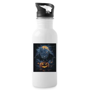 Cadeau d’Halloween Femmes Chauve-souris Hommes Enfants - Gourde avec paille intégrée - blanc - Droite