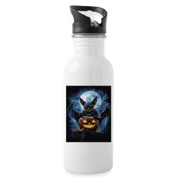 Cadeau d’Halloween Femmes Chauve-souris Hommes Enfants - Gourde avec paille intégrée - blanc - Droite