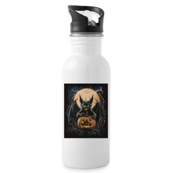 Cadeau d’Halloween Femmes Chauve-souris Hommes Enfants - Gourde avec paille intégrée - blanc - Droite