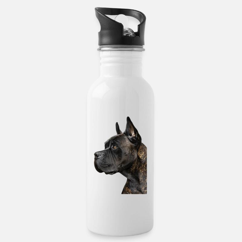Cane Corso - Trinkflasche mit integriertem Trinkhalm - Weiß