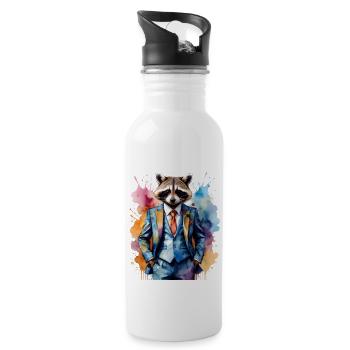 Costume de raton laveur Imprimé de design animal coloré - Gourde avec paille intégrée - blanc - Droite