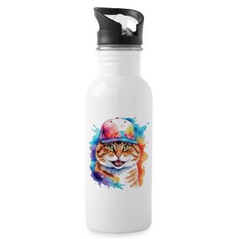 Chat Snapback Cap Coloré Drôle Animal Design Imprimer - Gourde avec paille intégrée - blanc - Droite