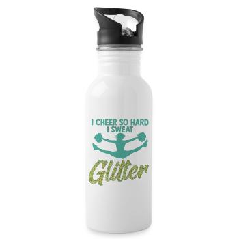 I Cheer So Hard I Sweat Glitter Cheerleader Cheerl - Trinkflasche mit integriertem Trinkhalm - Weiß - Rechts