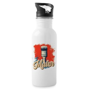 Tolle Maler Handwerker Design - Trinkflasche mit integriertem Trinkhalm - Weiß - Rechts