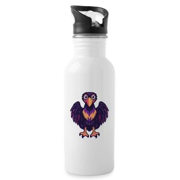 Harpy Bird Halloween Comic Funny - Water bottle with straw - white - Right