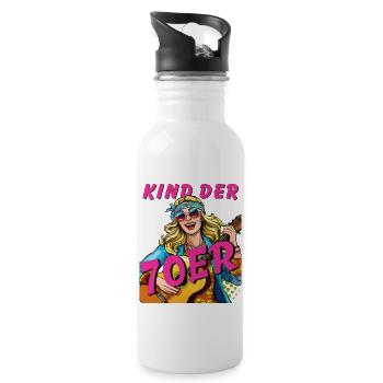 FRAU KIND DER 70er - Trinkflasche mit integriertem Trinkhalm - Weiß - Rechts