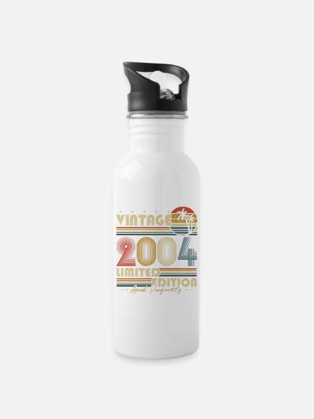 Vintage 2004 Vintage Retro Cadeau d’anniversaire - Gourde avec paille intégrée - blanc