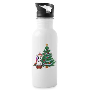 Unicorn Unicorns Christmas Christmas Tree Santa - Water bottle with straw - white - Right