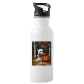 Cadeau d’Halloween Femmes Hommes Enfants Décoration - Gourde avec paille intégrée - blanc - Droite