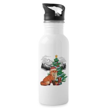 Weihnachten Christmas Xmas Waldtiere Fuchs Kinder - Trinkflasche mit integriertem Trinkhalm - Weiß - Rechts