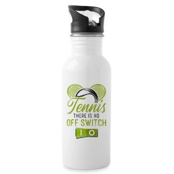 Funny Tennis Player Racket Tennis - Water bottle with straw - white - Right