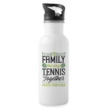 drôle de joueur de tennis raquette famille - Gourde avec paille intégrée - blanc - Droite