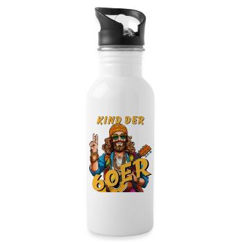 MANN KIND DER 60er - Trinkflasche mit integriertem Trinkhalm - Weiß - Rechts