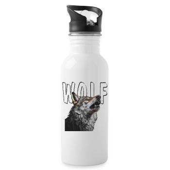WOLF - Water bottle with straw - white - Right