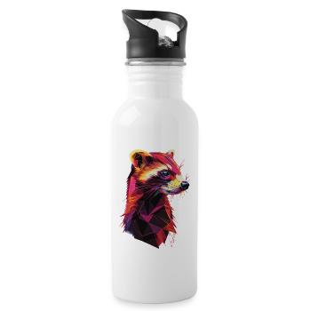 Frettchen - Trinkflasche mit integriertem Trinkhalm - Weiß - Rechts