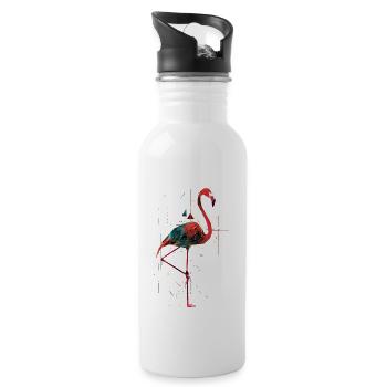 Flamingo - Water bottle with straw - white - Right