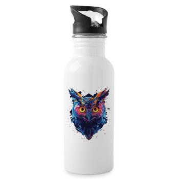 Hibou - Gourde avec paille intégrée - blanc - Droite