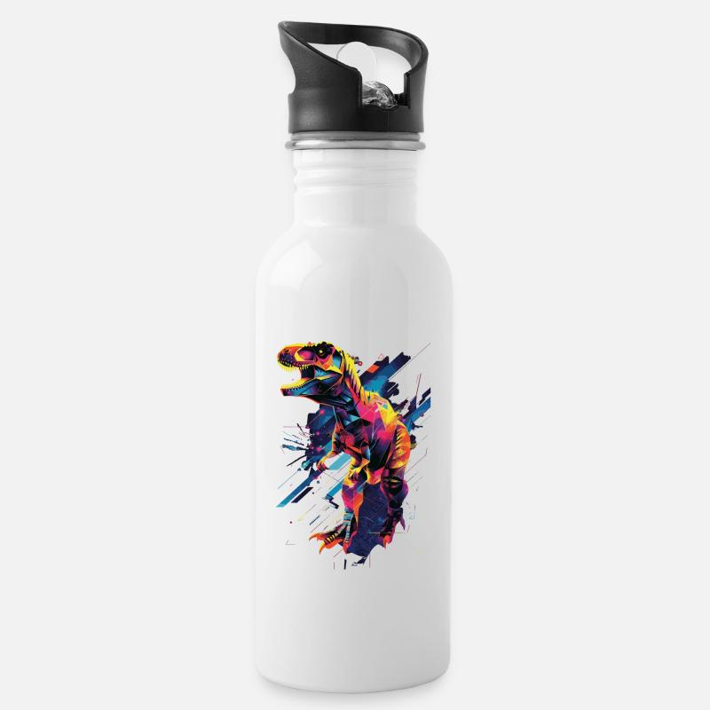 T-Rex - Trinkflasche mit integriertem Trinkhalm - Weiß
