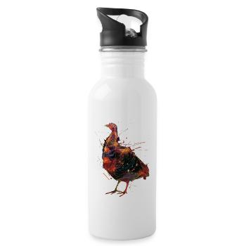 Truthahn - Trinkflasche mit integriertem Trinkhalm - Weiß - Rechts