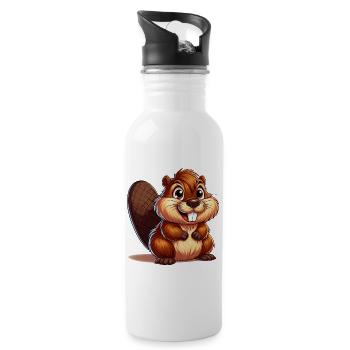 Bieber - Trinkflasche mit integriertem Trinkhalm - Weiß - Rechts
