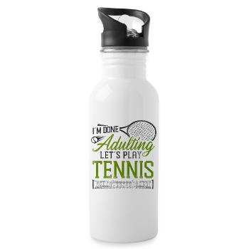 Funny Tennis Player Racket I'm - Trinkflasche mit integriertem Trinkhalm - Weiß - Rechts