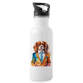 Cavalier King Charles Spaniel Costume Imprimé Chien - Gourde avec paille intégrée - blanc - Droite