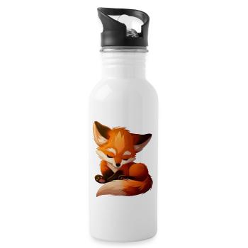 Fuchs - Trinkflasche mit integriertem Trinkhalm - Weiß - Rechts