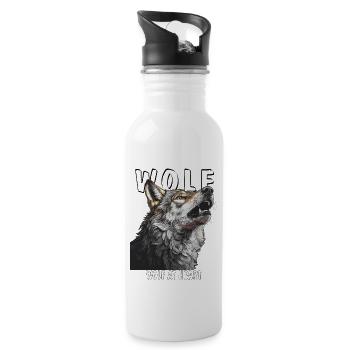 WOLF AT HEART - Water bottle with straw - white - Right