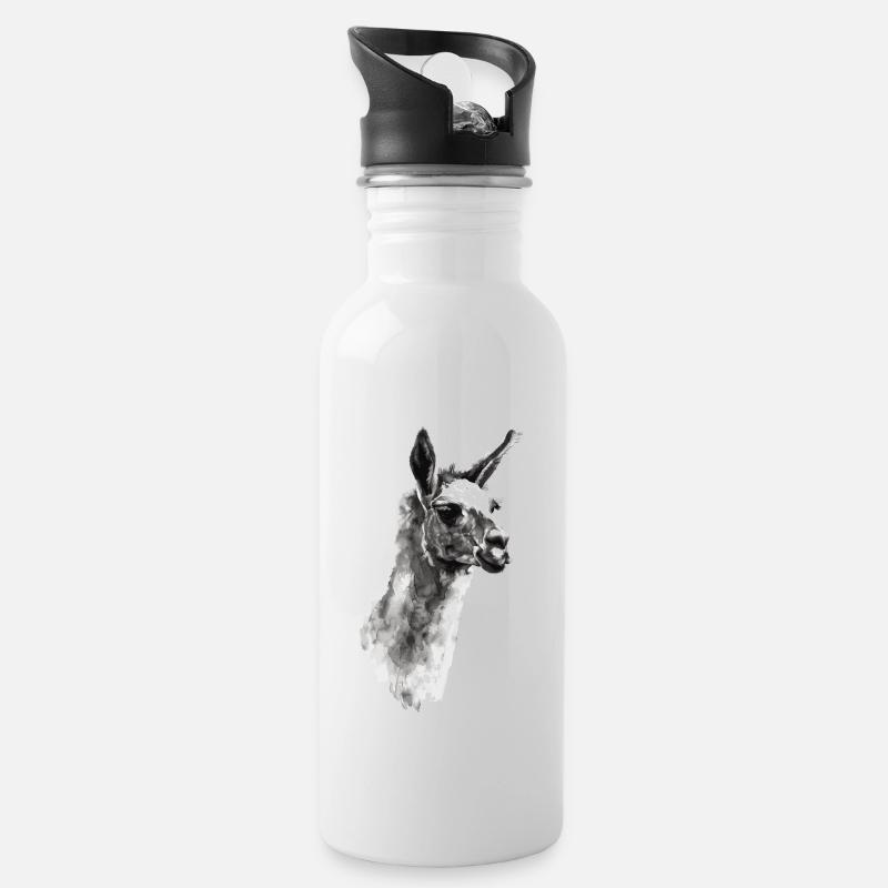 Lama - Trinkflasche mit integriertem Trinkhalm - Weiß