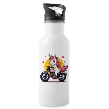 Born To Bike Unicorn I Motorcycle Fan Biker Fun - Water bottle with straw - white - Right