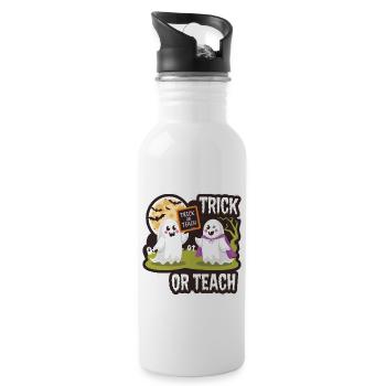 Trick Or Teach Halloween Teachers - Water bottle with straw - white - Right