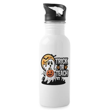 Trick Or Teach Halloween Teachers - Water bottle with straw - white - Right