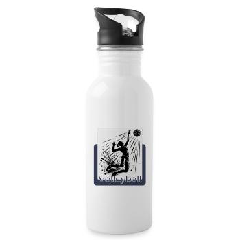 Dynamische Volleyball-Aktion - Trinkflasche mit integriertem Trinkhalm - Weiß - Rechts