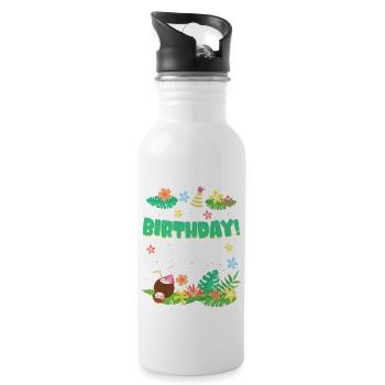 Floral Birthday Squad Tropical Island Party Graphi - Trinkflasche mit integriertem Trinkhalm - Weiß - Rechts