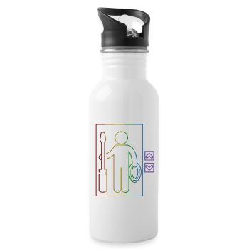 Elevator LGBT Rainbow Repair Inspector Elevator - Water bottle with straw - white - Right