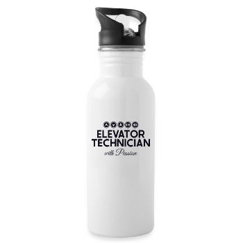 Elevator Technician With Passion Repair Elevator - Water bottle with straw - white - Right